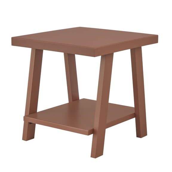 Roundhill Furniture Athens Contemporary Wood Shelf End Table in Red