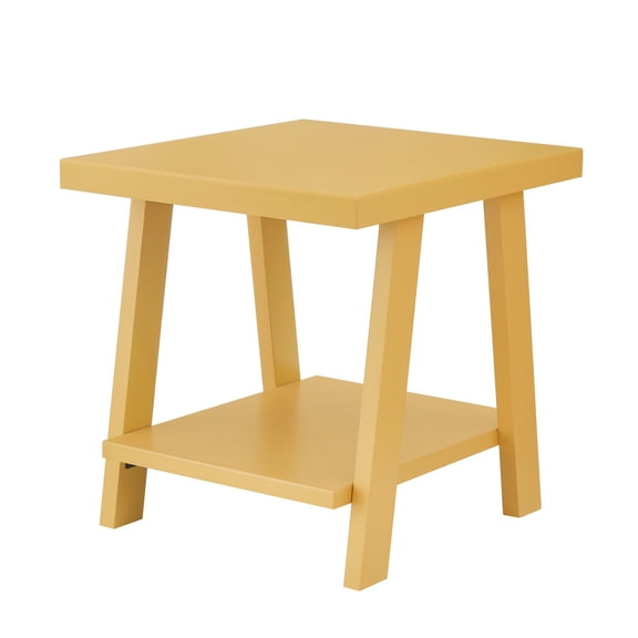 Roundhill Furniture Athens Contemporary Wood Shelf End Table in Yellow