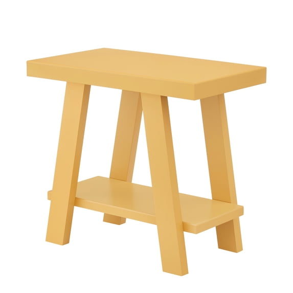 Roundhill Furniture Athens Contemporary Wood Shelf Side Table in Yellow