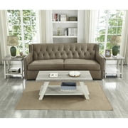Roundhill Furniture Athens Wood Coffee Table Set in Weathered Gray/Beige