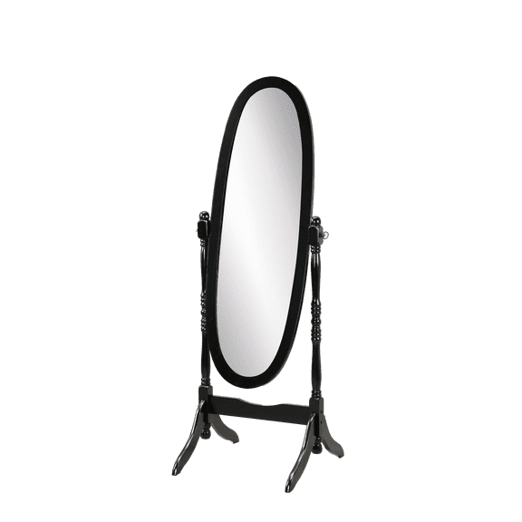 Roundhill Furniture Audi Traditional Queen Anna Style Black Wood Floor Cheval Mirror