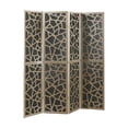thumbnail image 1 of Roundhill Furniture 4-Panel Wood Room Divider, Folding Portable Partition Screen, Black and Gold, 1 of 6
