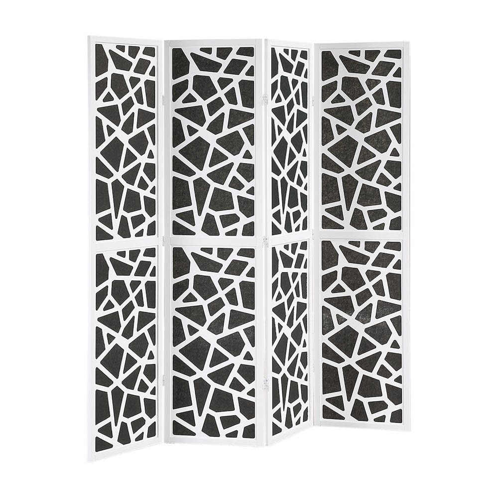 Roundhill Furniture 4-Panel Wood Room Divider, Folding Portable Partition Screen, Black and White