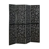 Roundhill Furniture Aurra 4-Panel Wood Room Divider, Folding Portable Partition Screen, Black
