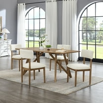 Roundhill Furniture Axler 5-Piece Dining Set, Tripod-Cross Dining Table with 4 Stylish Chairs, Light Oak