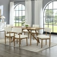 thumbnail image 1 of Roundhill Furniture Axler 7-Piece Dining Set, Tripod-Cross Dining Table with 6 Stylish Chairs, Light Oak, 1 of 13