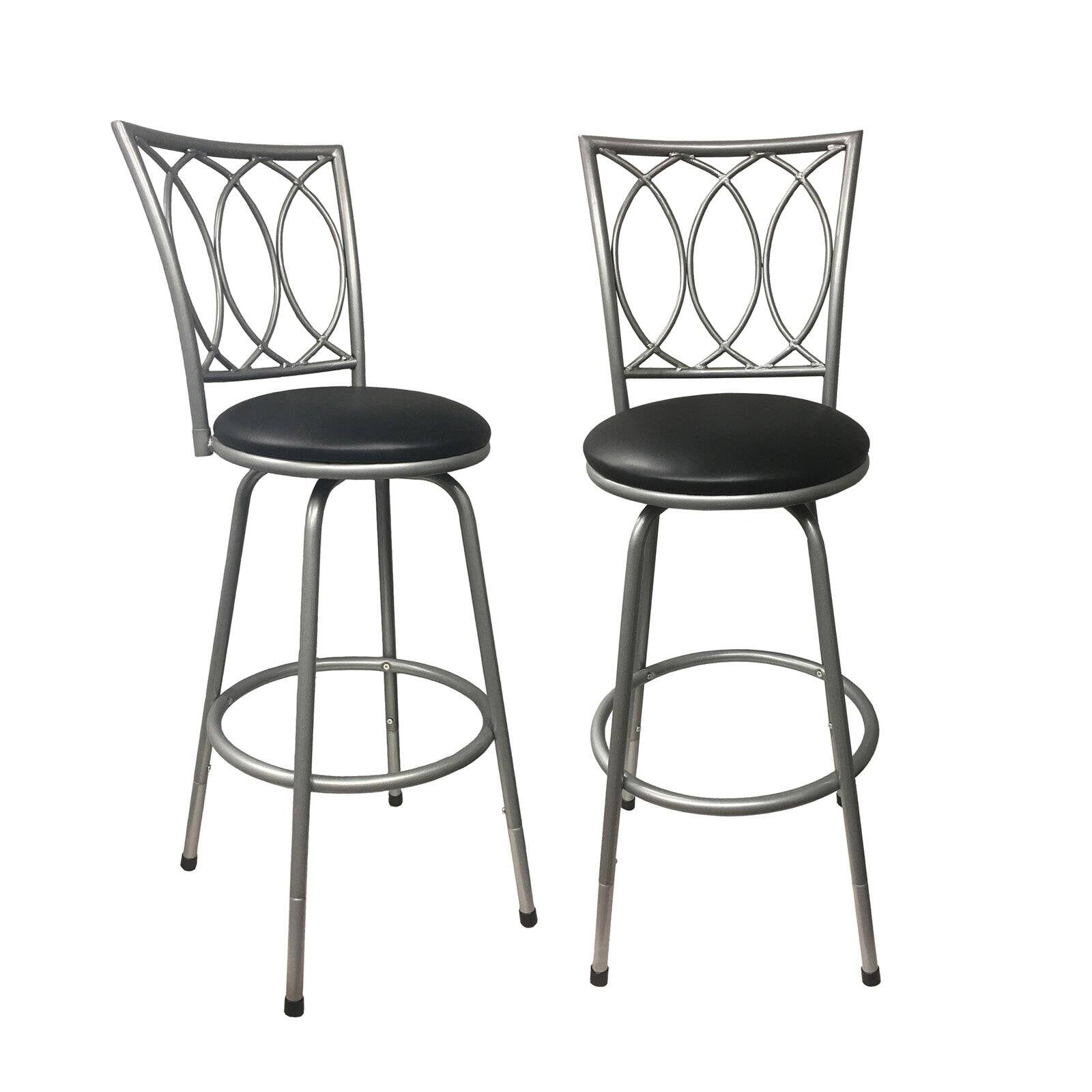 Roundhill Furniture Bar Stool with Swivel & Adjustable Height, Black, Set of 2