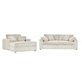 thumbnail image 1 of Roundhill Furniture Belvoir 2-Piece Living Room Set, Sofa and Cuddle Chaise, Beige Champagne, 1 of 13
