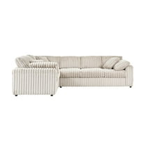 Roundhill Furniture Belvoir Living Room L-shape Sectional, Beige Champagne