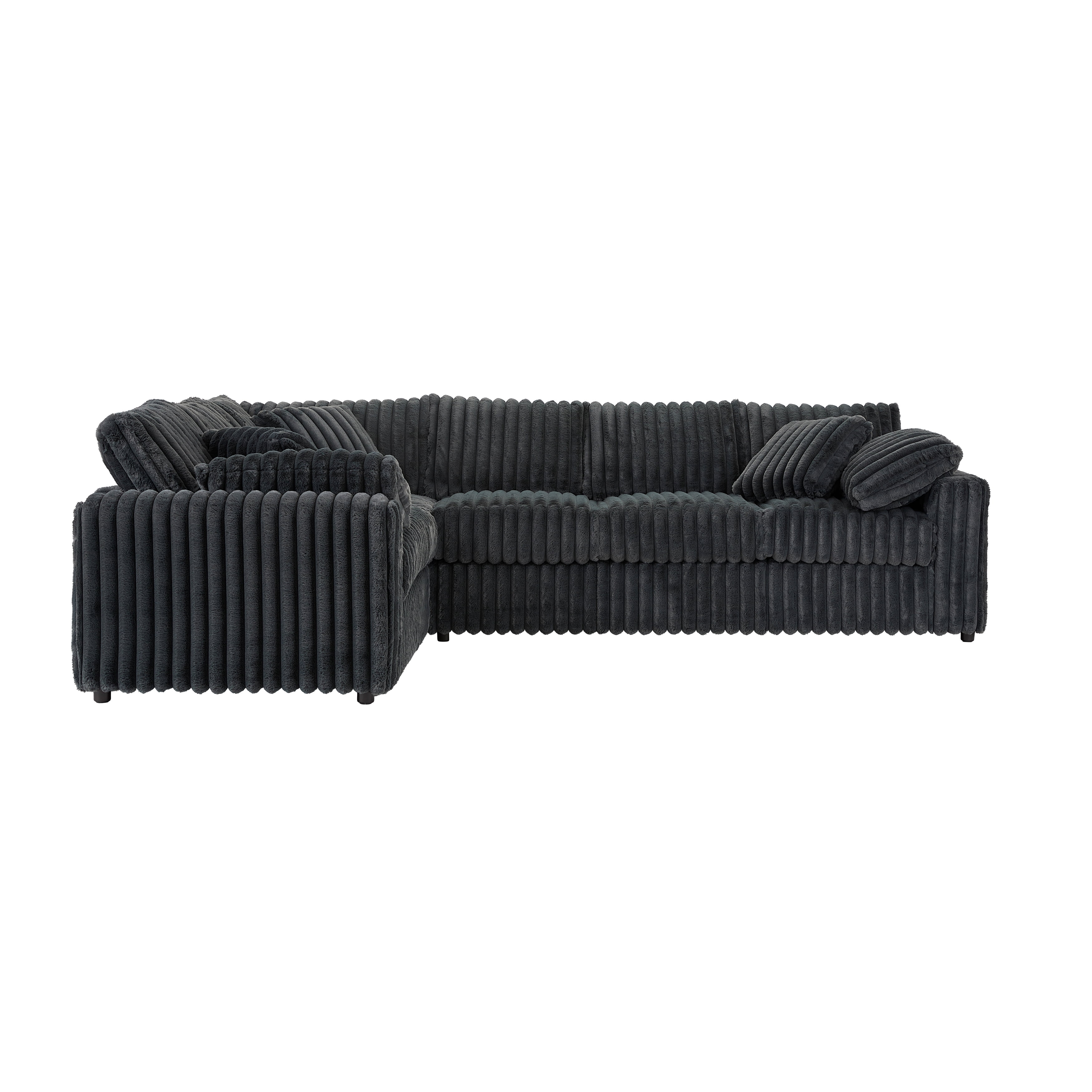 Roundhill Furniture Belvoir Living Room L-shape Sectional, Charcoal