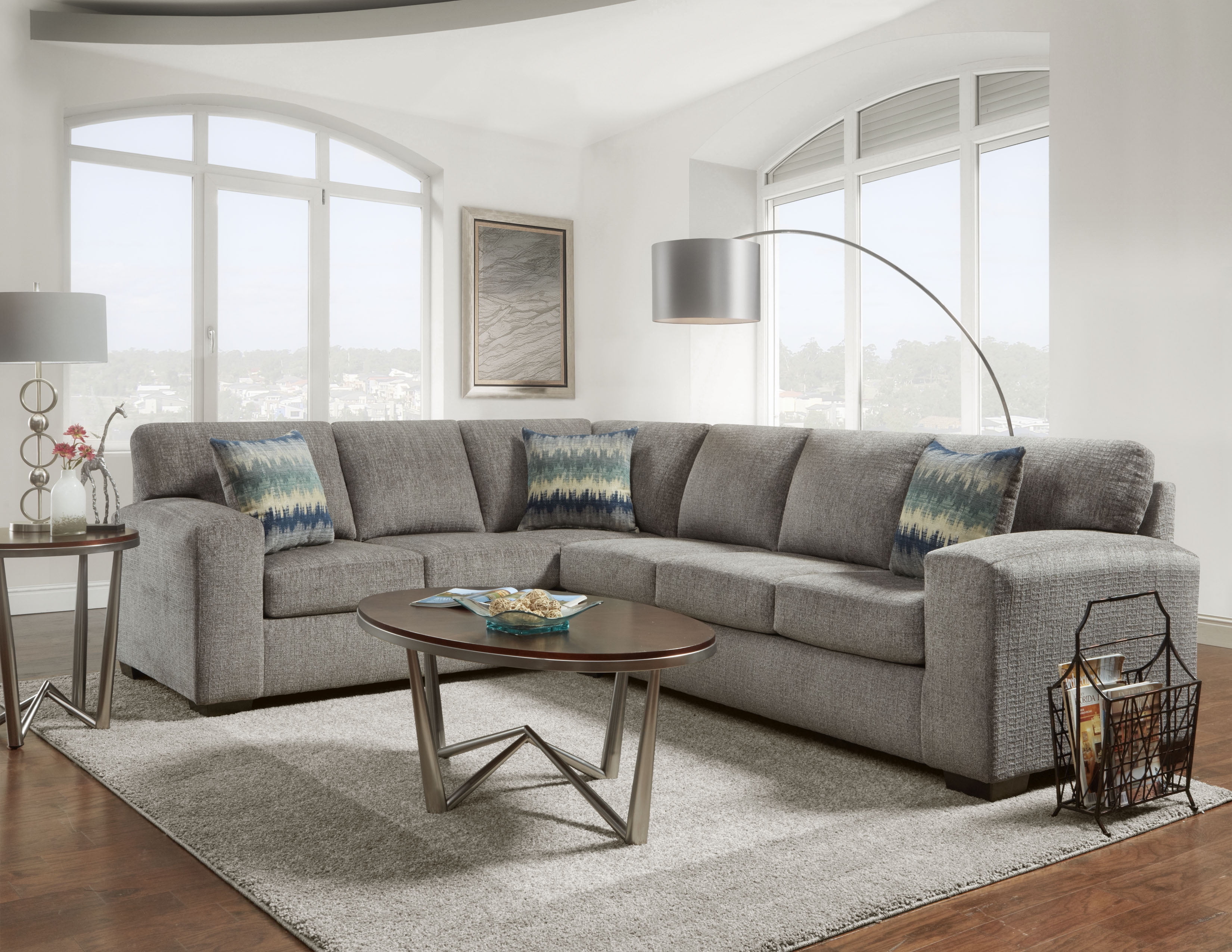 Roundhill furniture bergen silverton pewter fabric sectional sofa deals