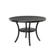 Roundhill Furniture Biony Dining Collection Espresso Wood Nailhead Round Dining Table - Brown