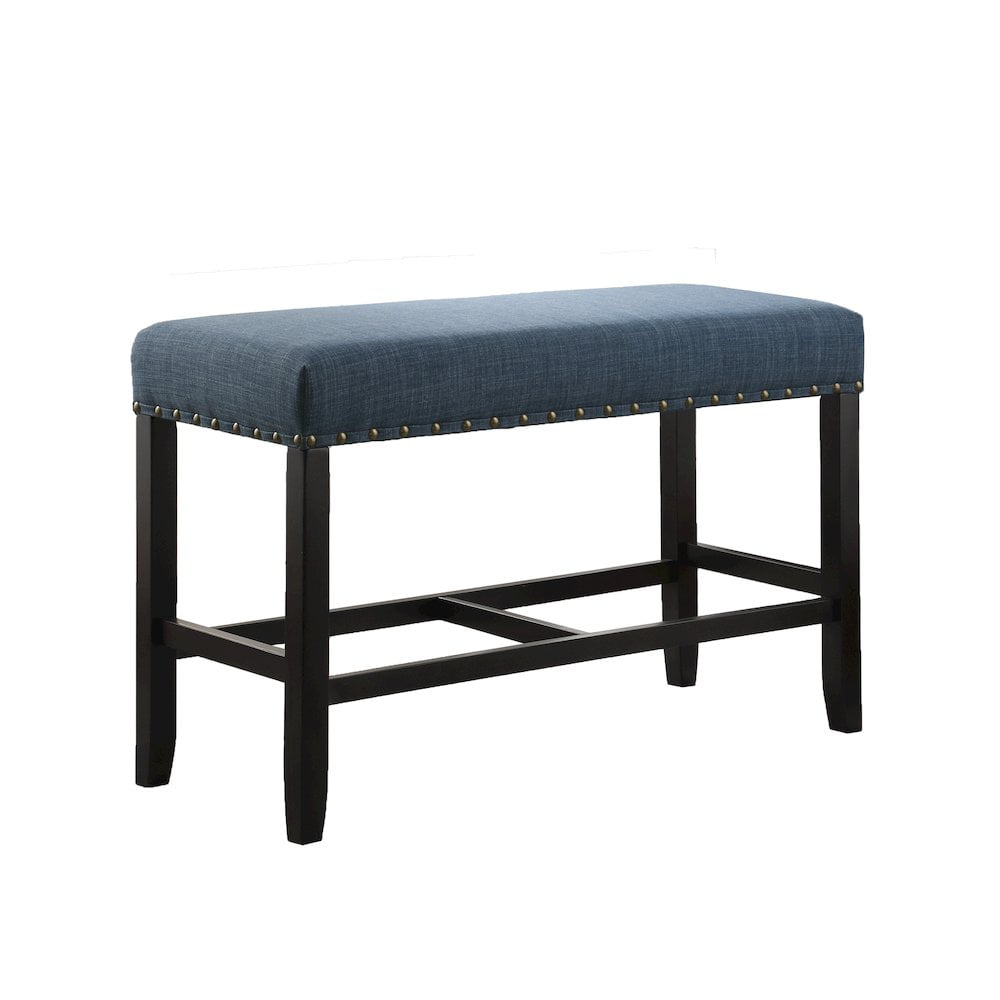 Roundhill Biony Counter Height Dining Bench with Nailhead Trim Gray Walmart