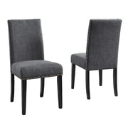 Roundhill Furniture Biony Fabric Nail Head Dining Chair Set of 2, Gray