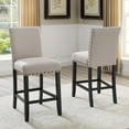 thumbnail image 1 of Roundhill Furniture Biony Fabric Nail Head Counter Height Stools, Tan, 1 of 5
