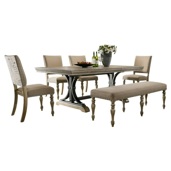 Roundhill Furniture Birmingham 30'' Height 8-Piece Dining Set, Up to 8 Seats, Driftwood