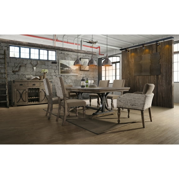Birmingham 7-piece Driftwood Finish Butterfly Leaf Table with Nail Head Chairs Dining Set