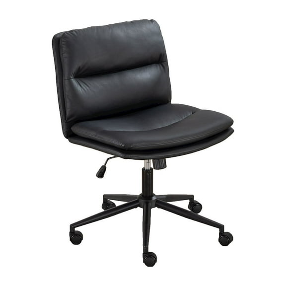 Roundhill Furniture Bizerte Adjustable Swivel Criss Cross, Wide Seat Office or Vanity Chair, Black