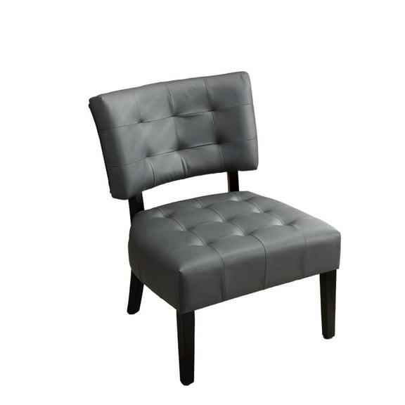 Roundhill Furniture Blended Leather Tufted Accent Chair with Oversized Seating, Gray