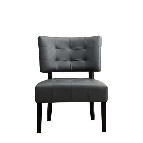 Roundhill Furniture Blended Leather Tufted Accent Chair with Oversized Seating, Gray