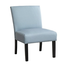 Roundhill Furniture Botticelli Blue Stripe Upholstered Slipper Accent Chair