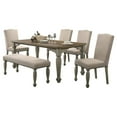 thumbnail image 1 of Roundhill Furniture Breda Antique Gray and Dark Oak Finished Wood Dining Set, Table, Bench, Chairs, 1 of 11
