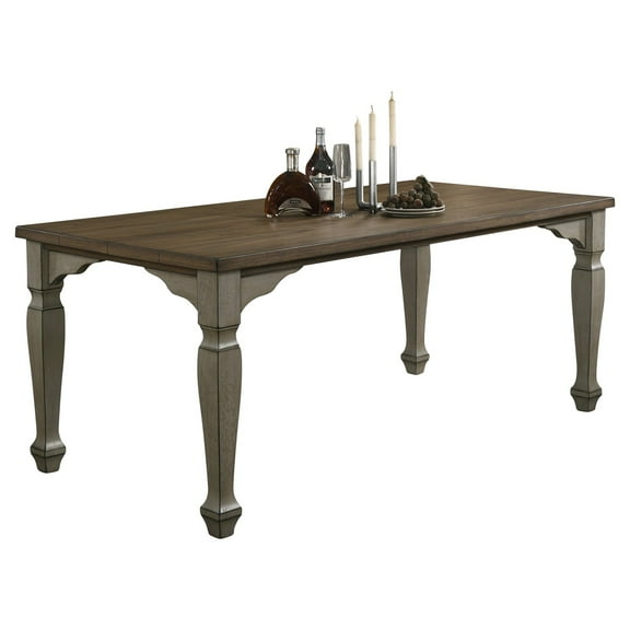 Roundhill Furniture Breda Antique Gray and Dark Oak Finished Wood Dining Table