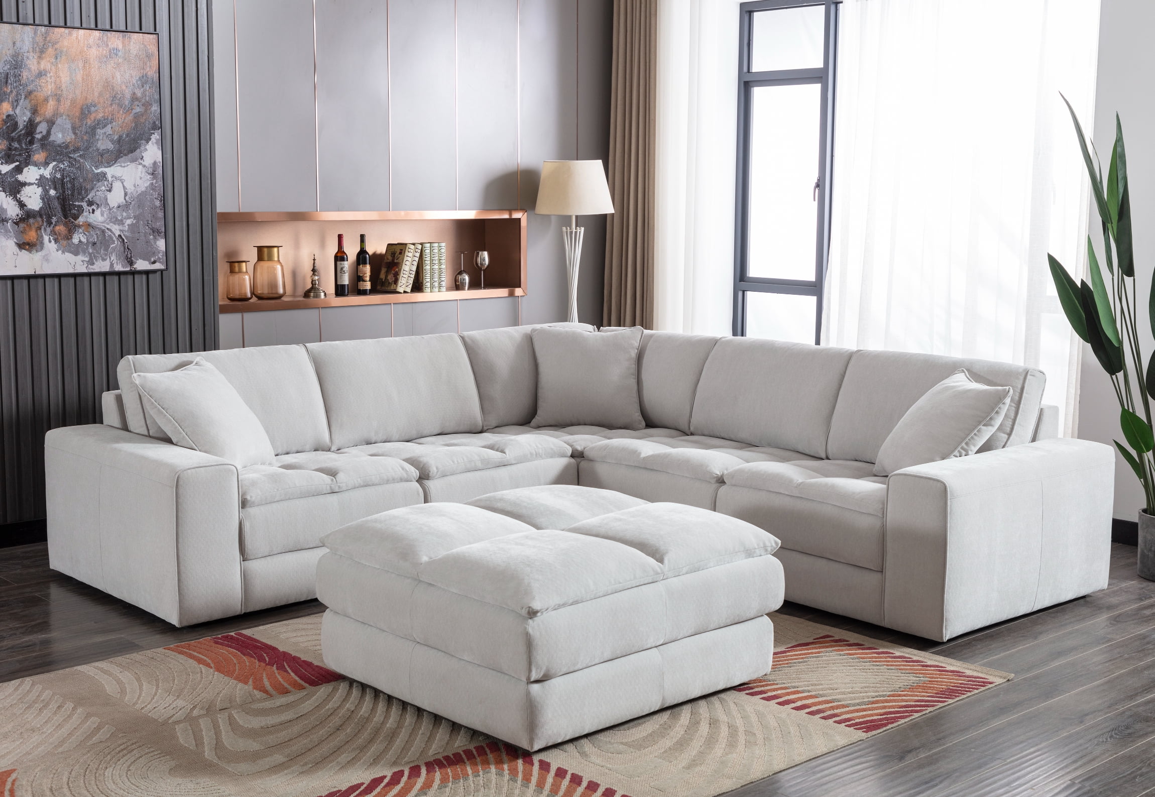Roundhill Furniture Breton Contemporary 5-Piece Sectional Sofa with