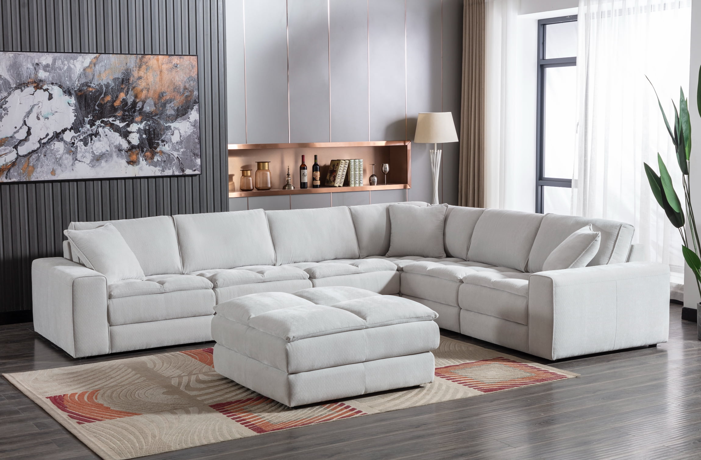Roundhill Furniture Breton Contemporary 6-Piece Sectional Sofa with