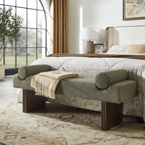 Roundhill Furniture Brooke Contemporary Upholstered Bench, Green