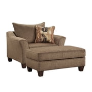 Roundhill Furniture Camero Fabric Pillowback Accent Chair with Ottoman
