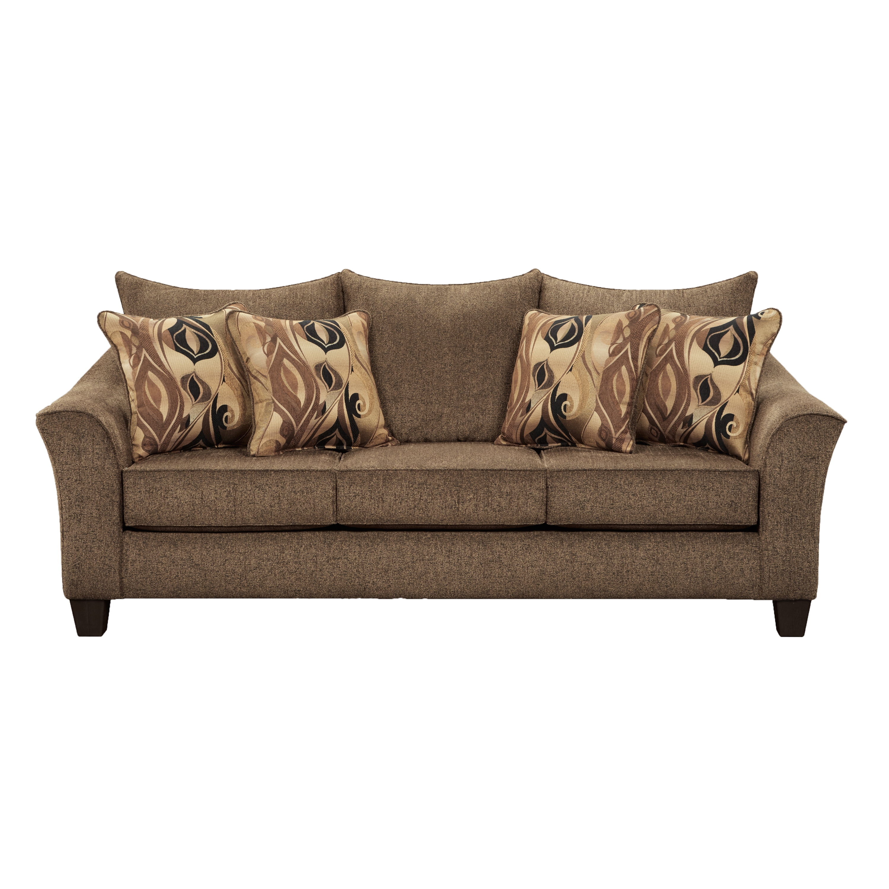 Camero 90" Brown Fabric Sofa with Flared Arms and Pillow Back