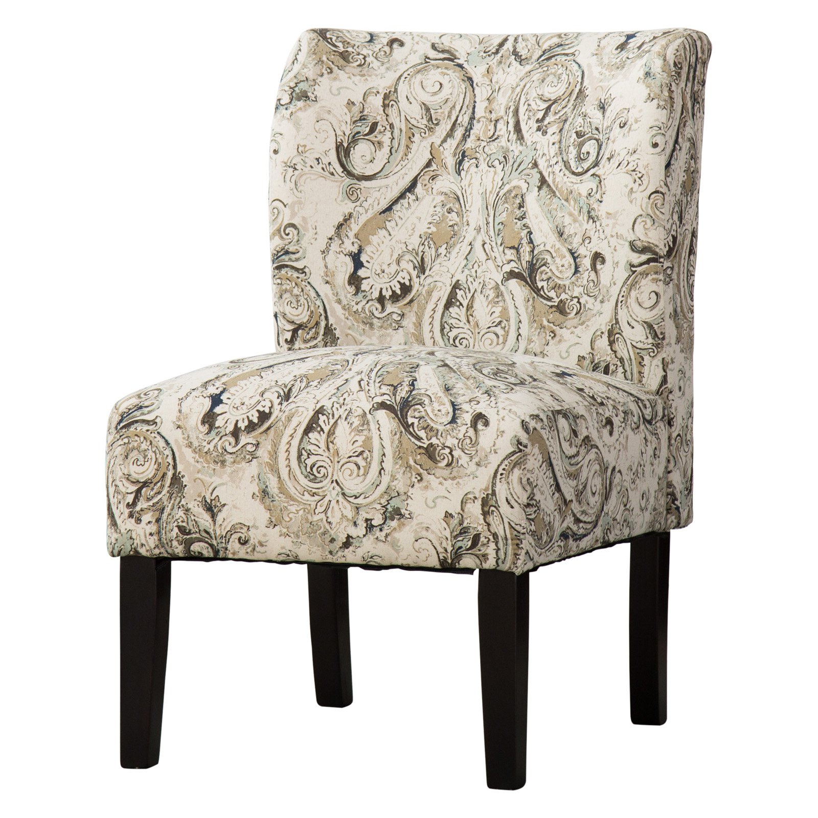 Roundhill Furniture Capa Paisley Print Fabric Armless Contemporary