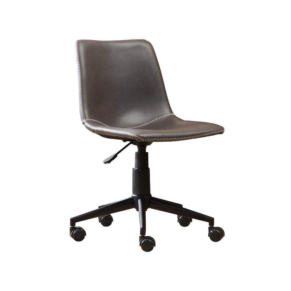 Roundhill Furniture Cesena Faux Leather Swivel Office Chair in Antique Gray