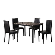 Roundhill Furniture Citico 5Pc Dining Set with Laminated Faux Marble Top Black