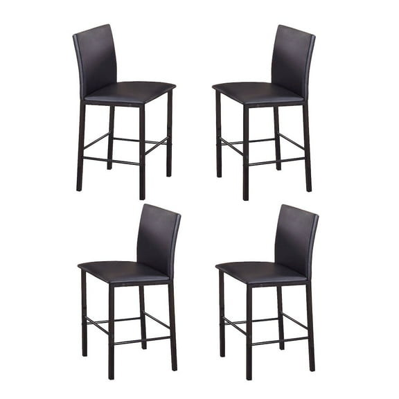 Roundhill Furniture Citico Metal Counter Height Dining Chairs with Black Metal Frame, Set of 4
