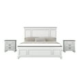 thumbnail image 1 of Roundhill Furniture Clelane 3-Piece Wood Bedroom Set, King Bed and 2 Nightstands, Weathered White, 1 of 14