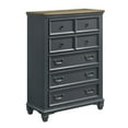 thumbnail image 1 of Roundhill Furniture Clelane Wood 5-Drawer Chest, Slate Blue, 1 of 7