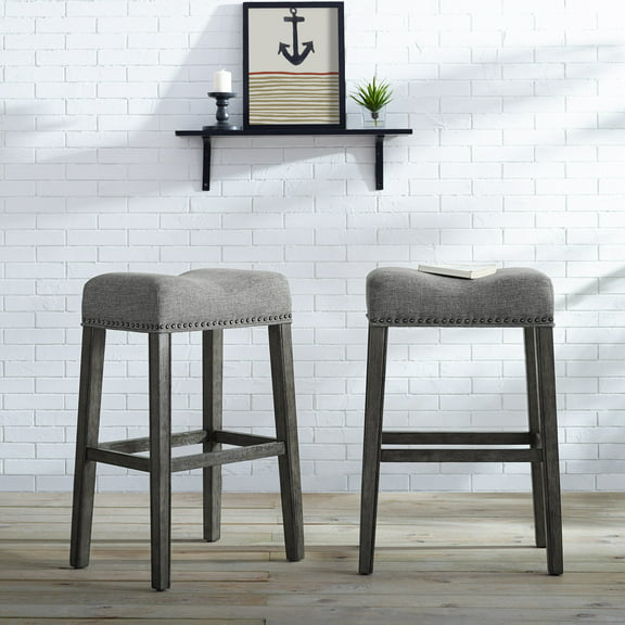 Roundhill Furniture CoCo 29 in. Backless Saddle Seat Bar Stool - Set of 2