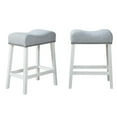 thumbnail image 1 of Roundhill Furniture CoCo Counter Height Saddle Seat Stools, White-Washed Finish, Gray, Set of 2, 1 of 5