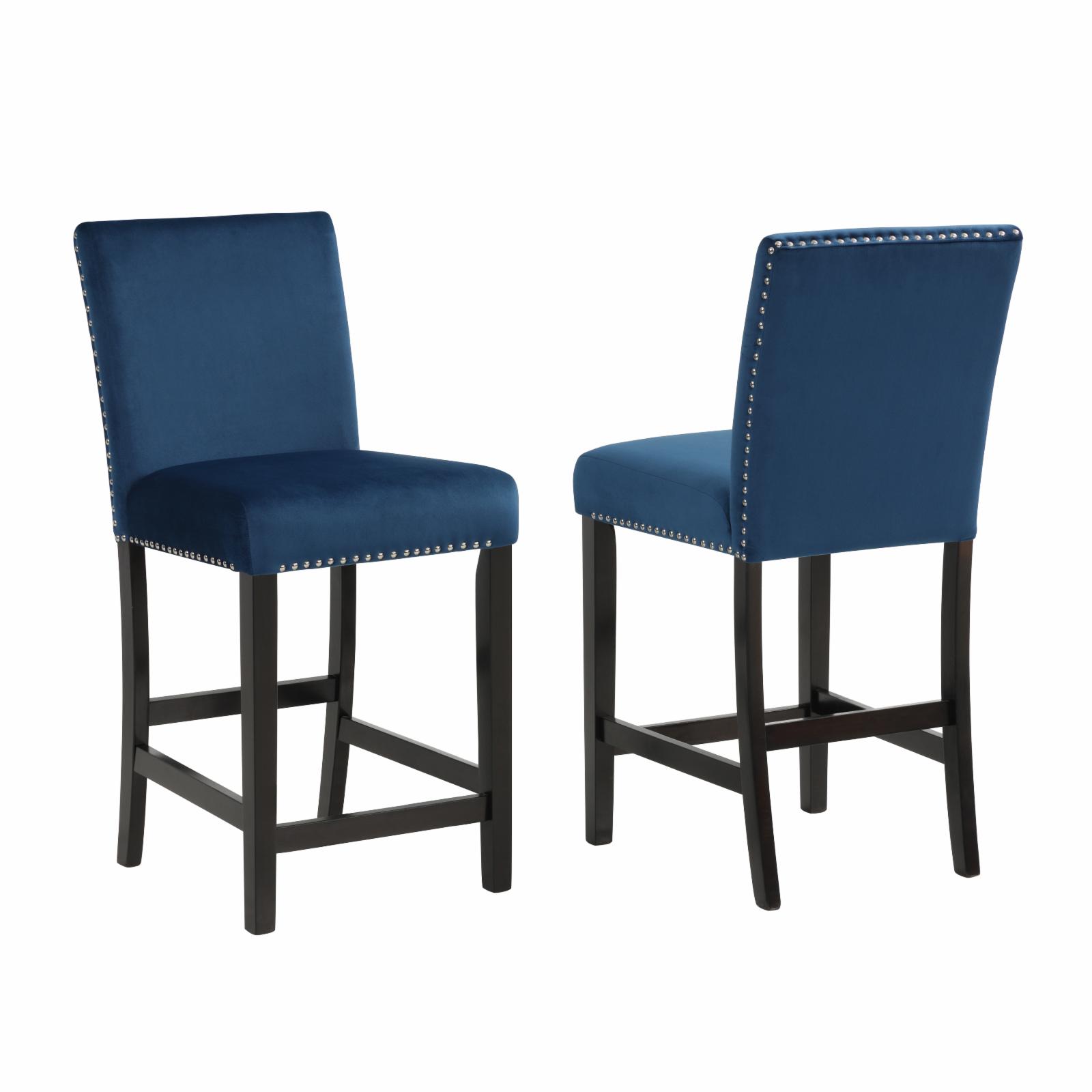 Roundhill Furniture Contemporary Velvet 26 in. Counter Stool Set of 2 Black