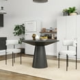 thumbnail image 1 of Roundhill Furniture Corff 3-Piece Round Dining Set, Pedestal Dining Table with 2 Boucle Chairs, Black White, 1 of 12
