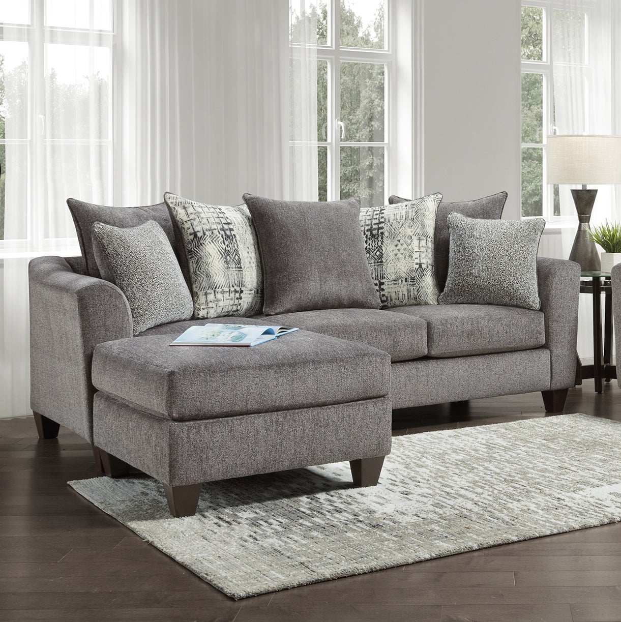 Tori Slate Gray Upholstered Sofa and Ottoman Set