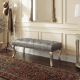 thumbnail image 1 of Roundhill Furniture Decor Maxem Fabric Upholstered Bench with Nailhead Champagne, 1 of 15