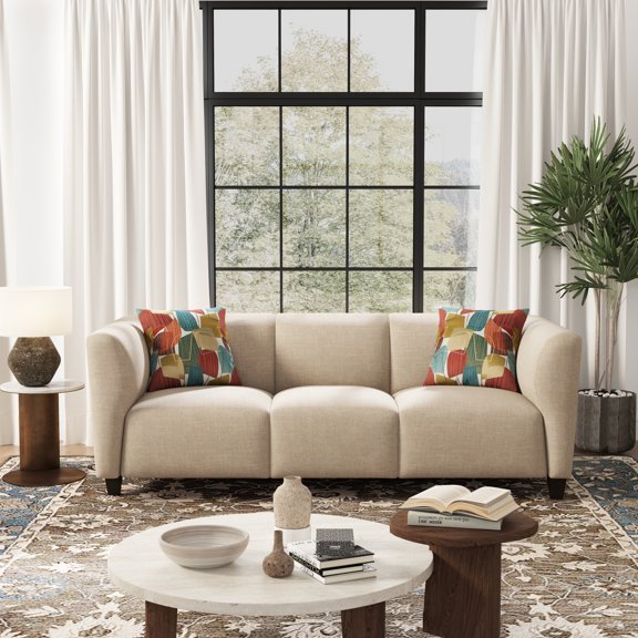 Roundhill Furniture Della Upholstered Stationary Sofa, Beige