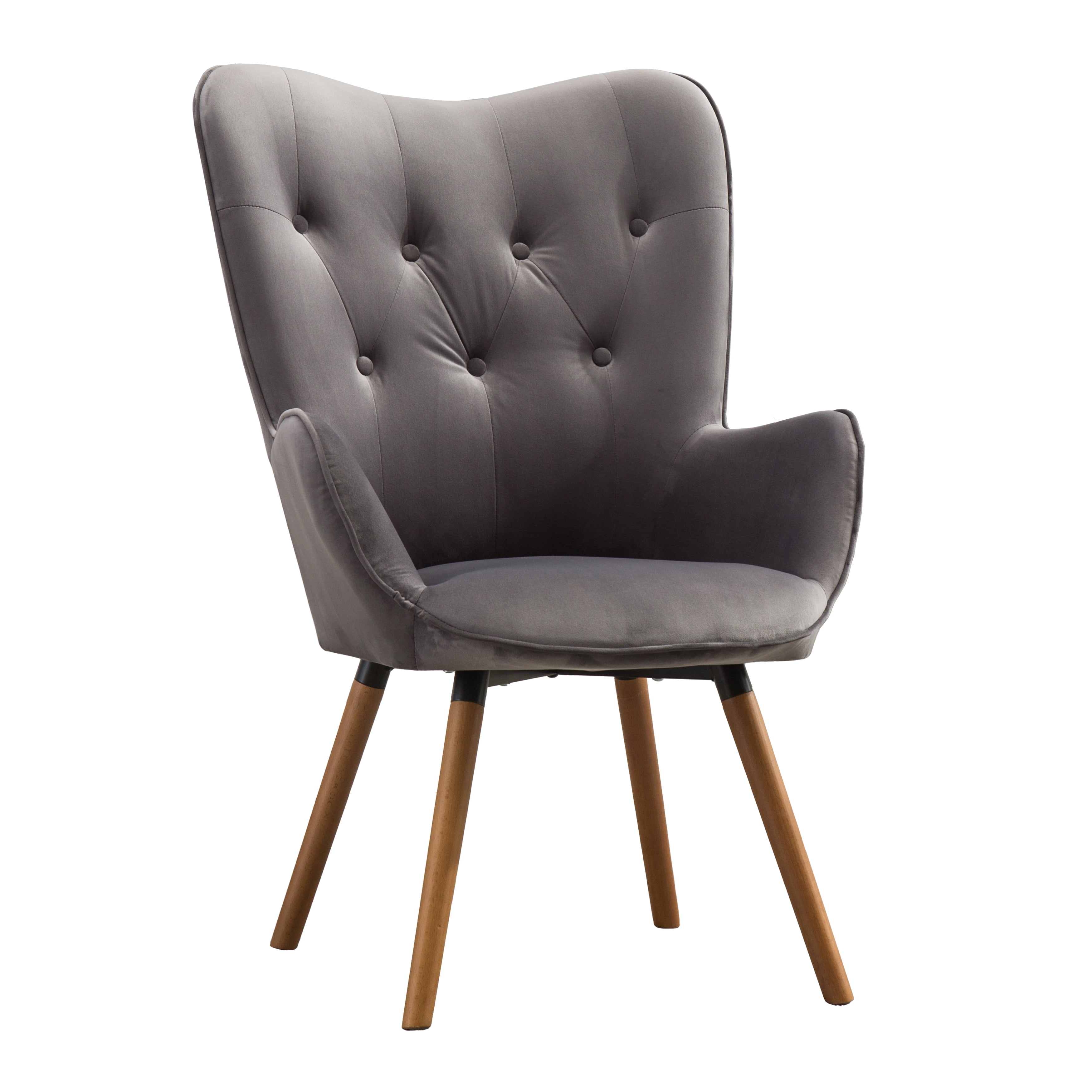 Brown Velvet Barrel Accent Chair with Wood Frame