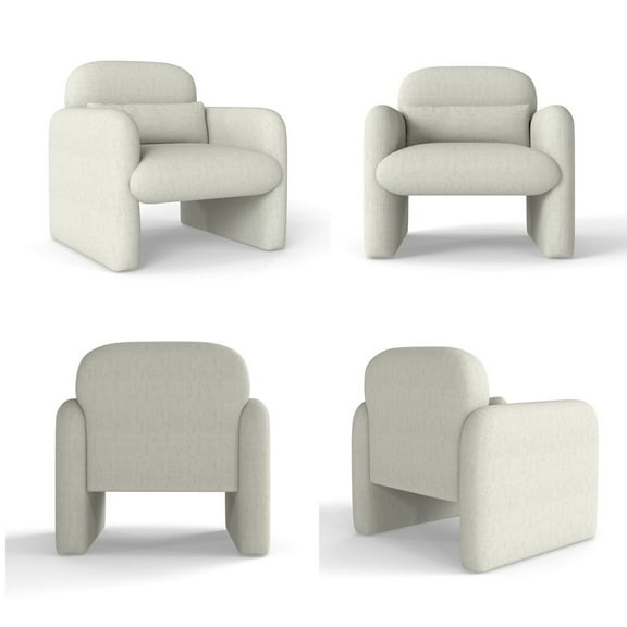 Roundhill Furniture Dylan Modern Upholstered Barrel Armchair, Cream White