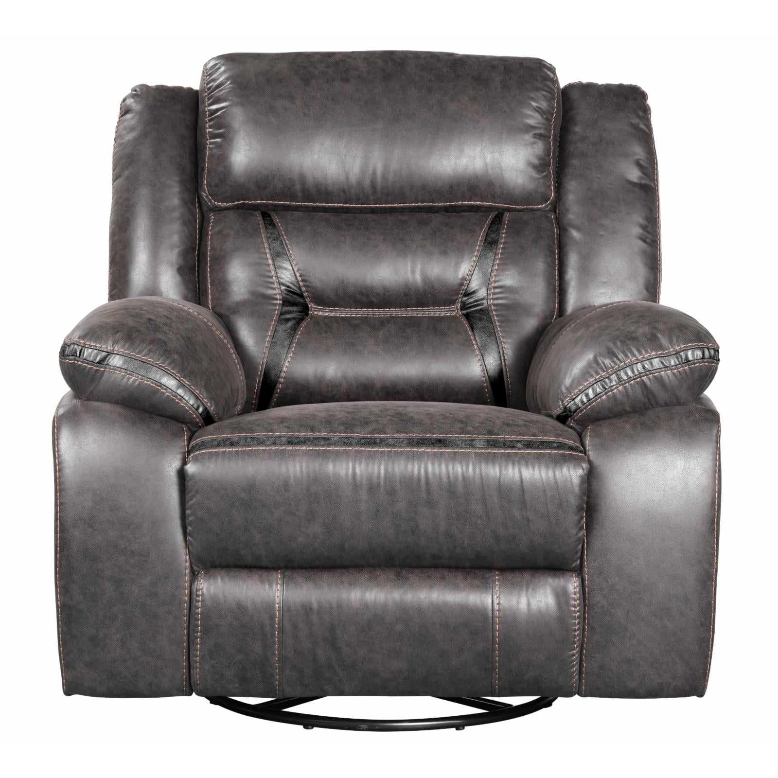 Roundhill Furniture Elkton Manual Recliner Chair with Console in Dark