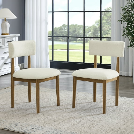 Roundhill Furniture Ellis Boucle Upholstered Dining Chairs, Set of 2
