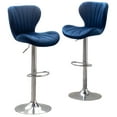 thumbnail image 1 of Roundhill Furniture Ellston Upholstered Adjustable Swivel Barstools in Blue, Set of 2, 1 of 17
